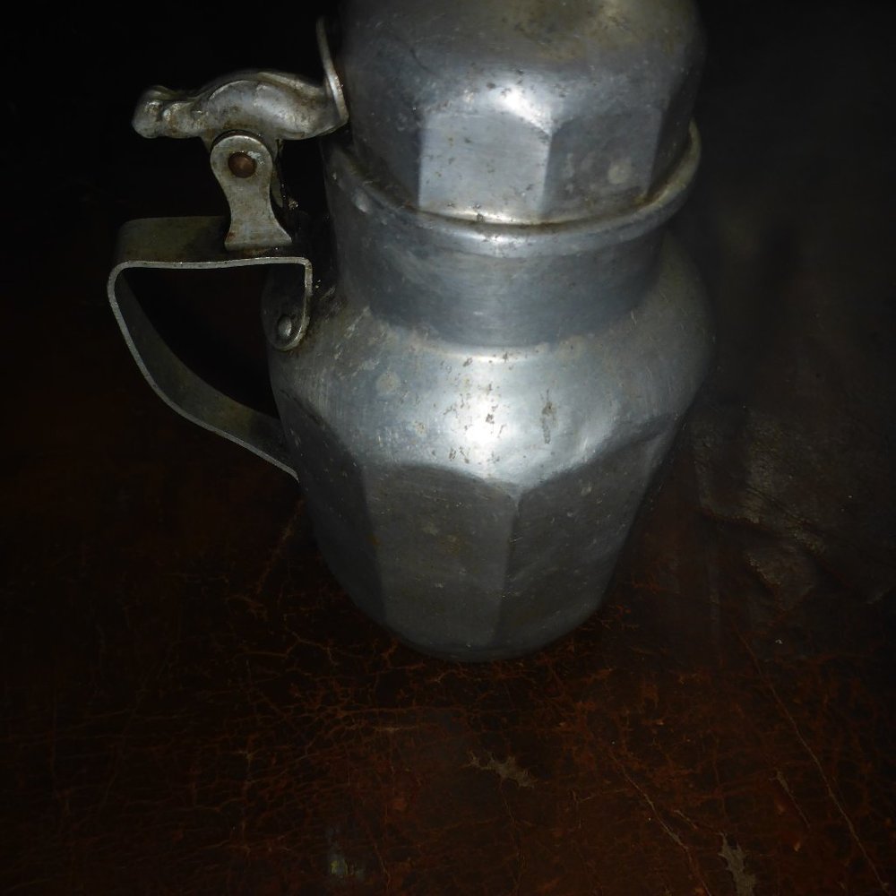 Vintage VIKO Aluminum Miniature Pitcher Pourer with Handle & Flip Top